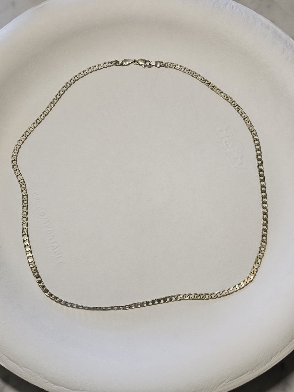 Sterling Silver 925 Flat Chain Necklace 22in Length